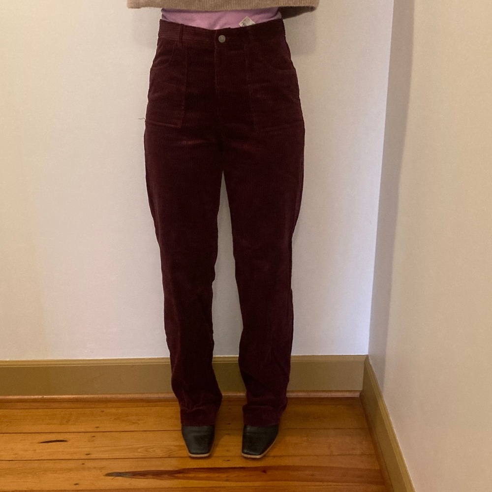 Zara Women's Corduroy Pants - Deep Burgundy